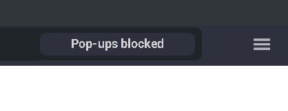 'Pop-ups blocked' message displayed in location bar
